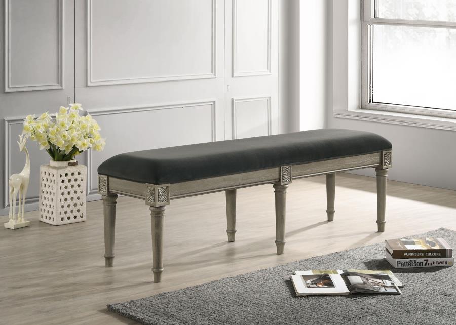 Alderwood Fabric Upholstered Bench French Grey