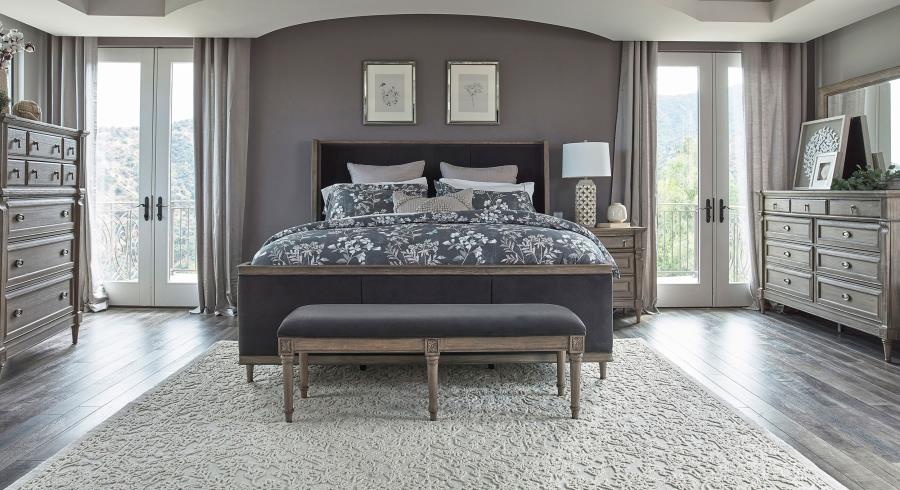 Modal Additional Images for Alderwood Fabric Upholstered Bench French Grey