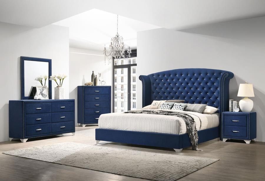 Modal Additional Images for Melody Upholstered Eastern King Wingback Bed Pacific Blue