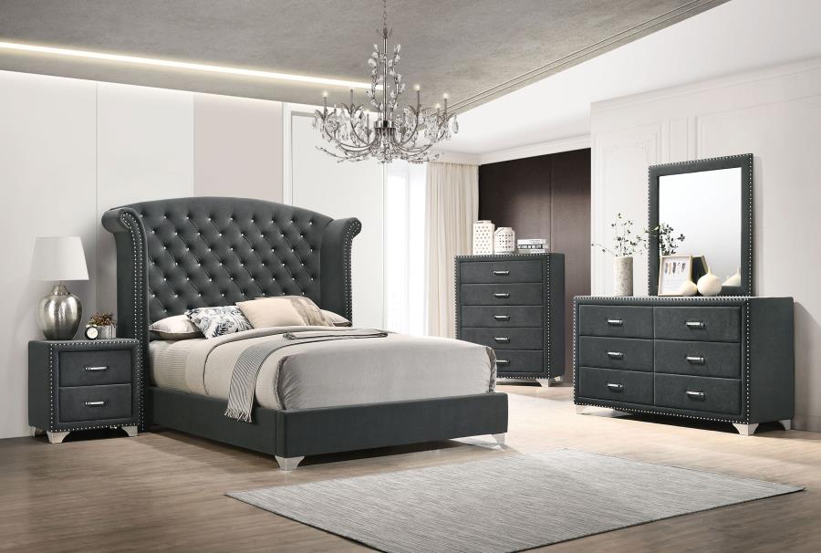 Modal Additional Images for Melody Upholstered Eastern King Wingback Bed Grey