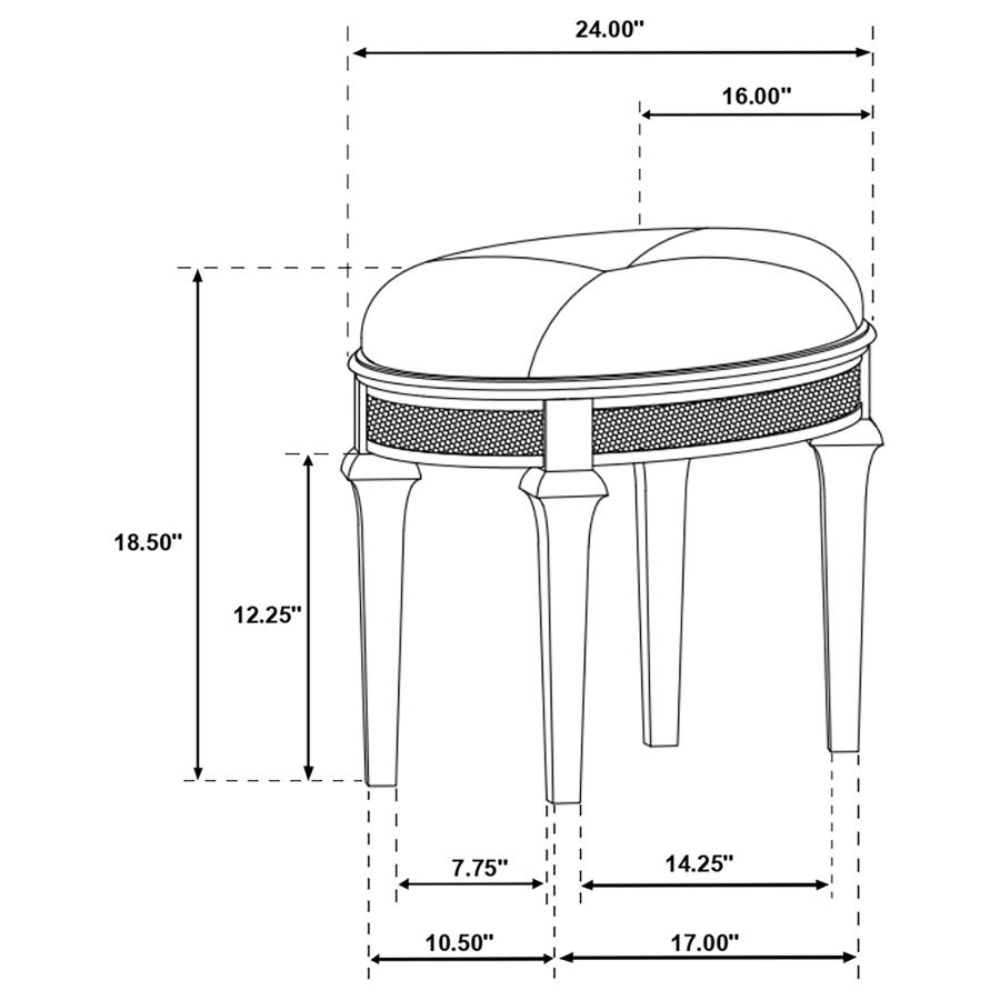Modal Additional Images for Evangeline 4-drawer Vanity Set with Stool Silver Oak