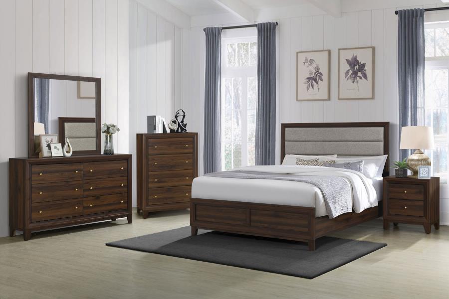 Modal Additional Images for Welsley 50-inch Upholstered Queen Bed Walnut