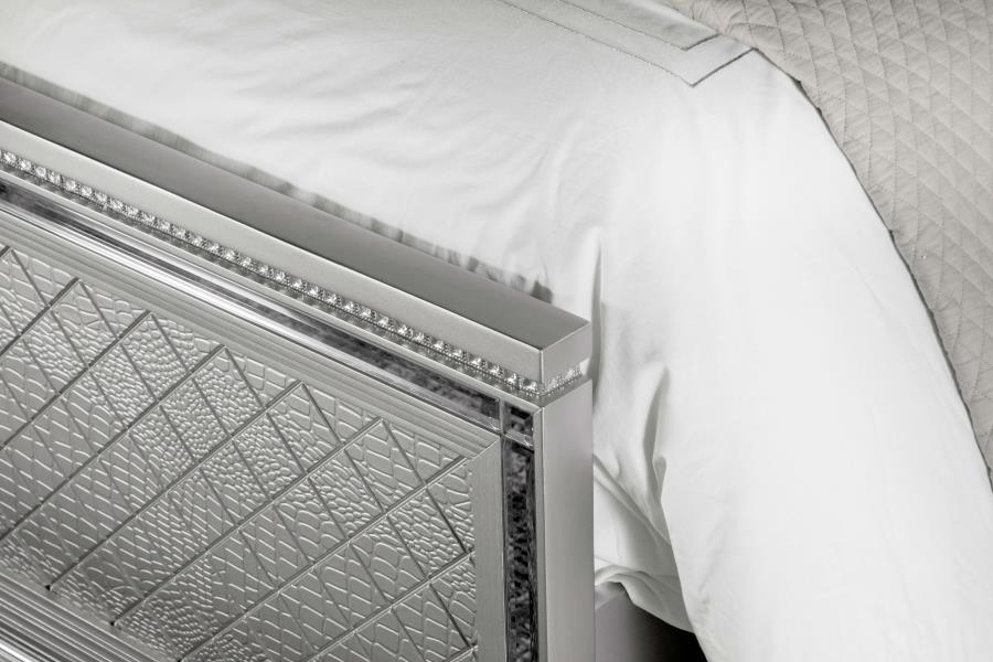 Eleanor Wood Queen Panel Bed Metallic Mercury
