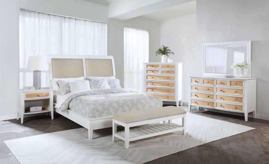 Modal Additional Images for Bexhill 56-inch Upholstered Queen Panel Bed White