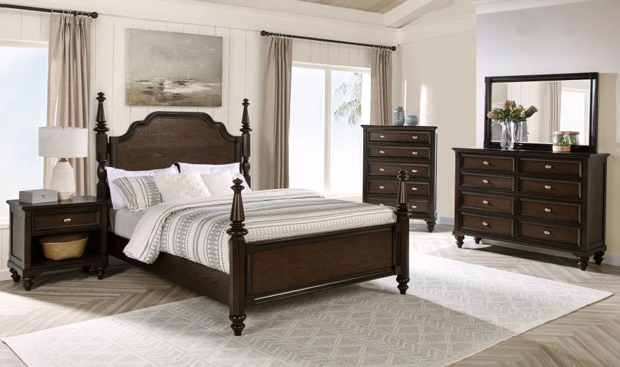 Modal Additional Images for Andover 63-inch Four Poster Eastern King Bed Dark Oak