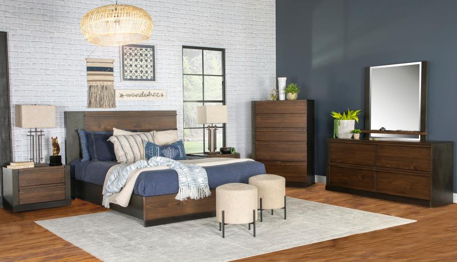 Modal Additional Images for Azalia Wood Eastern King Panel Bed Walnut