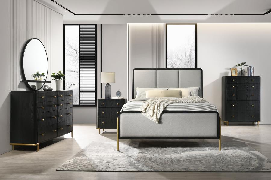 Modal Additional Images for Arini Upholstered Queen Panel Bed Black and Grey