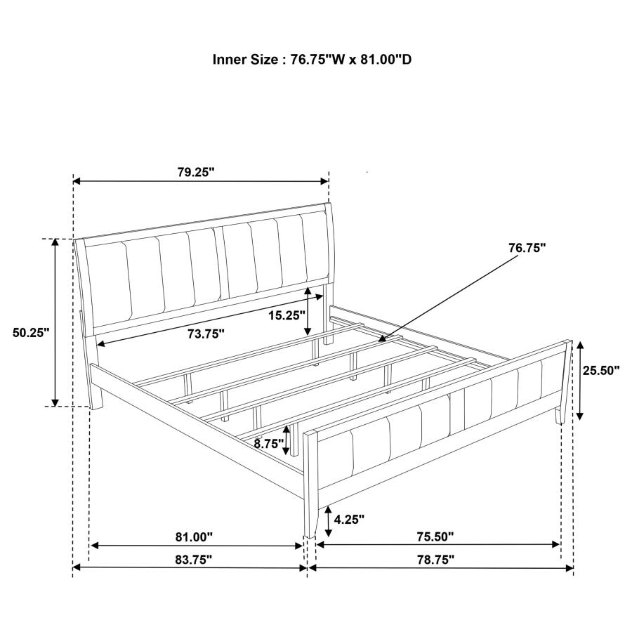 Wilkes 51-inch Upholstered Eastern King Bed Dark Cocoa