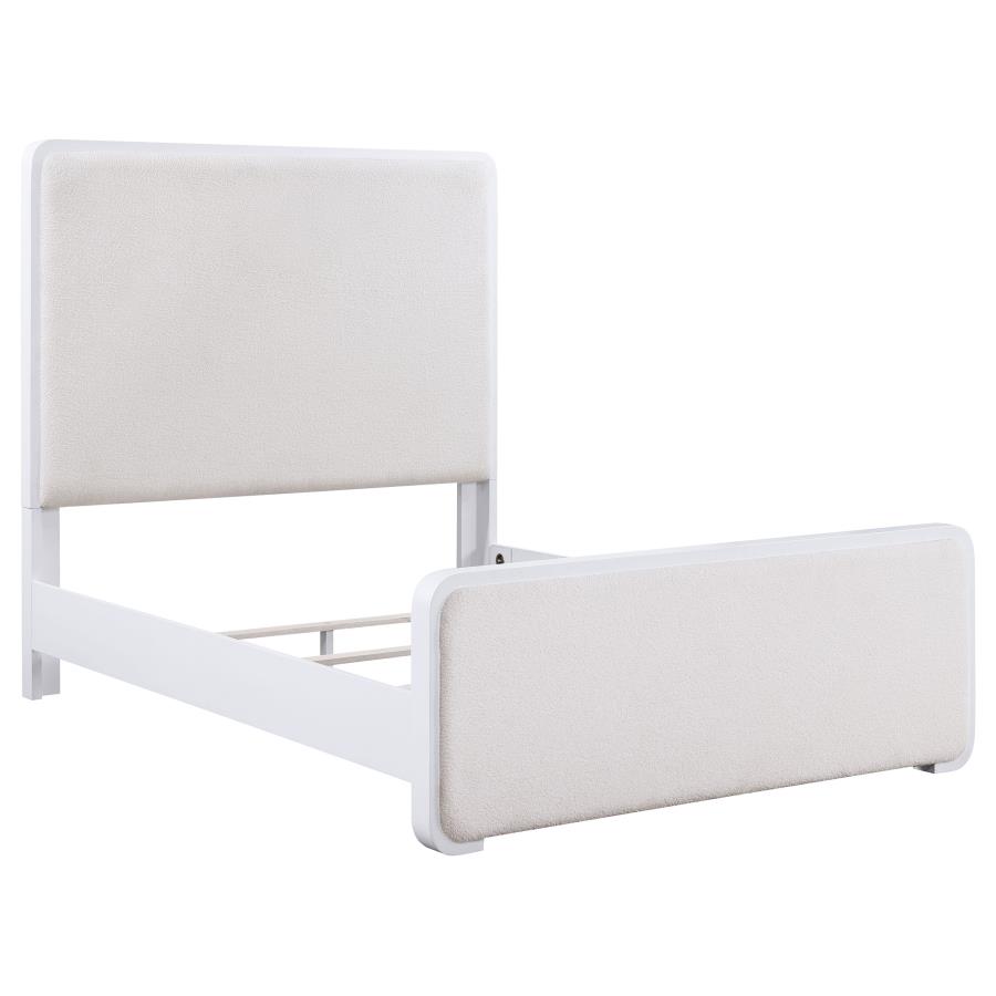 (image for) Anastasia Upholstered Eastern King Panel Bed Pearl White
