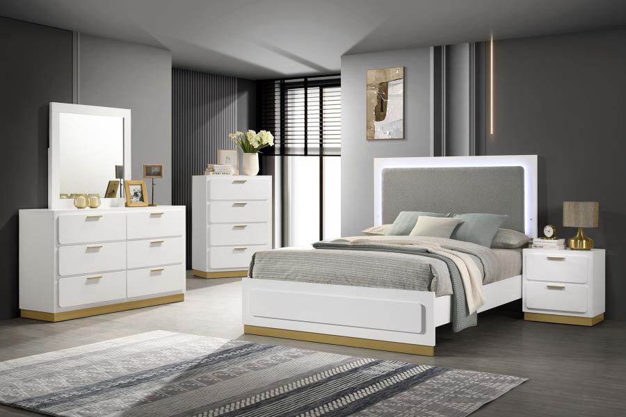 Modal Additional Images for Caraway Wood Queen LED Panel Bed White