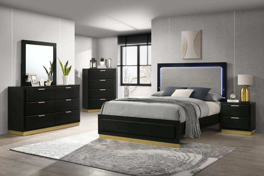 Modal Additional Images for Caraway Wood Queen LED Panel Bed Black