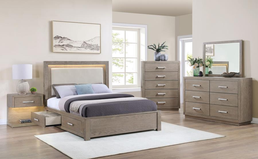 Modal Additional Images for Kenora 56-inch Queen LED Storage Bed Barley Brown