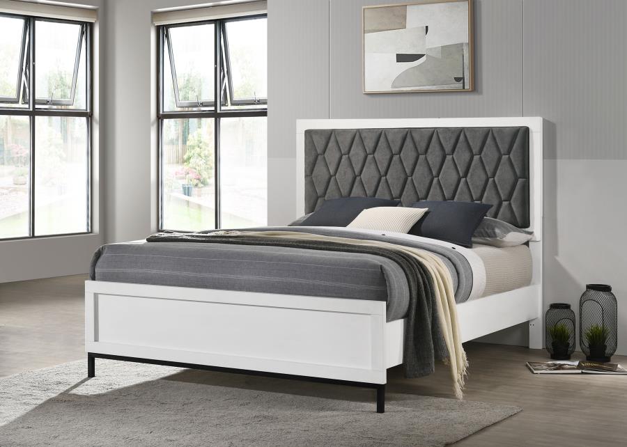 Sonora Queen Upholstered Panel Bed White 