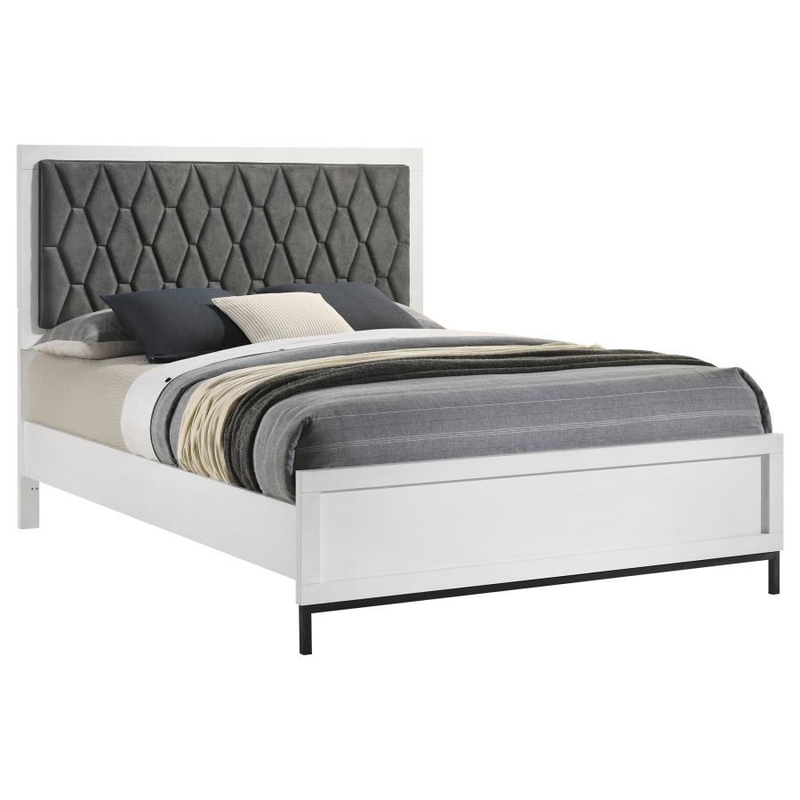 Sonora Queen Upholstered Panel Bed White 