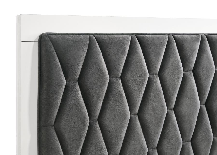 Sonora Queen Upholstered Panel Bed White 