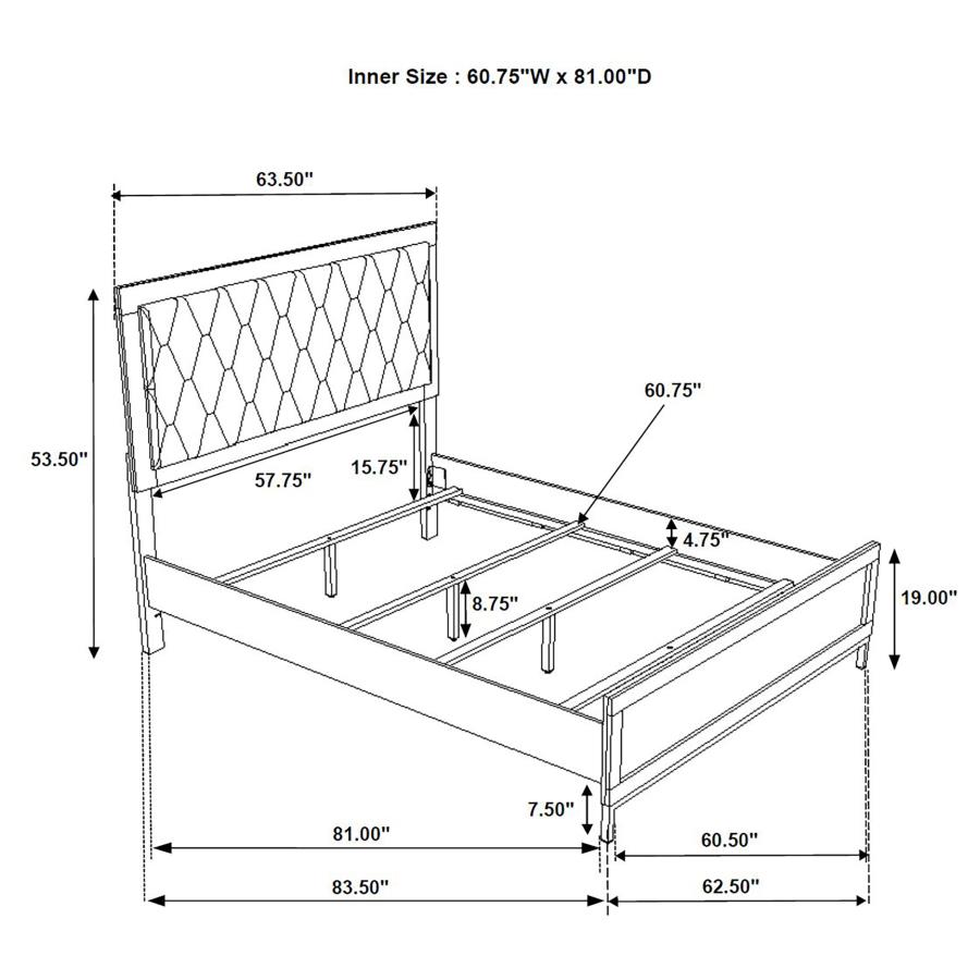 Sonora Queen Upholstered Panel Bed White 