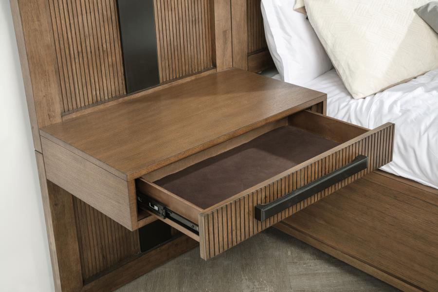 Terrace 2-piece Wall Panel with Nightstand Set Ash Brown