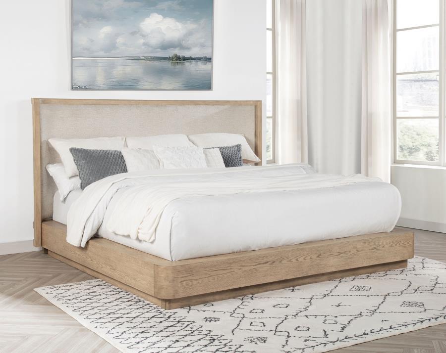 Kailani 49-inch Eastern King Wingback Bed Beige Oak