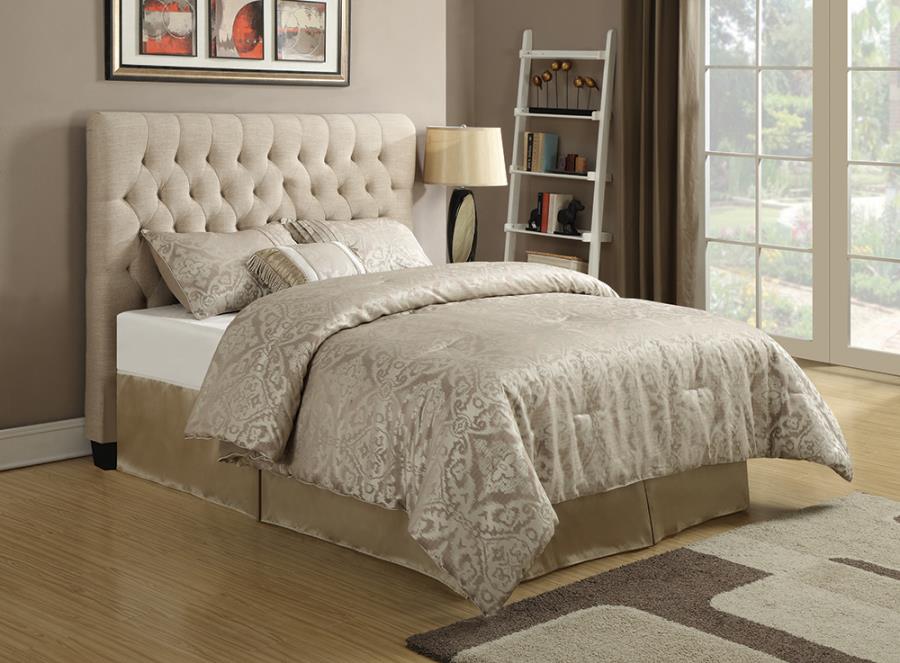 Modal Additional Images for Chloe Upholstered Queen Panel Headboard Oatmeal
