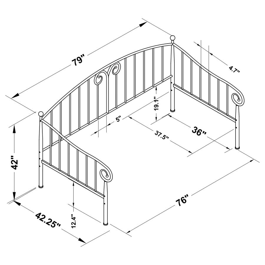 Modal Additional Images for Grover Metal Twin Daybed Black