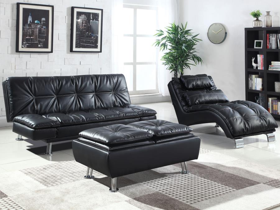 Modal Additional Images for Dilleston Upholstered Tufted Convertible Sofa Bed Black