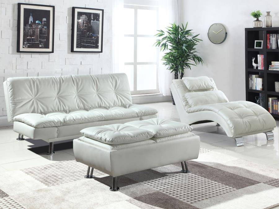 Modal Additional Images for Dilleston Upholstered Tufted Convertible Sofa Bed White