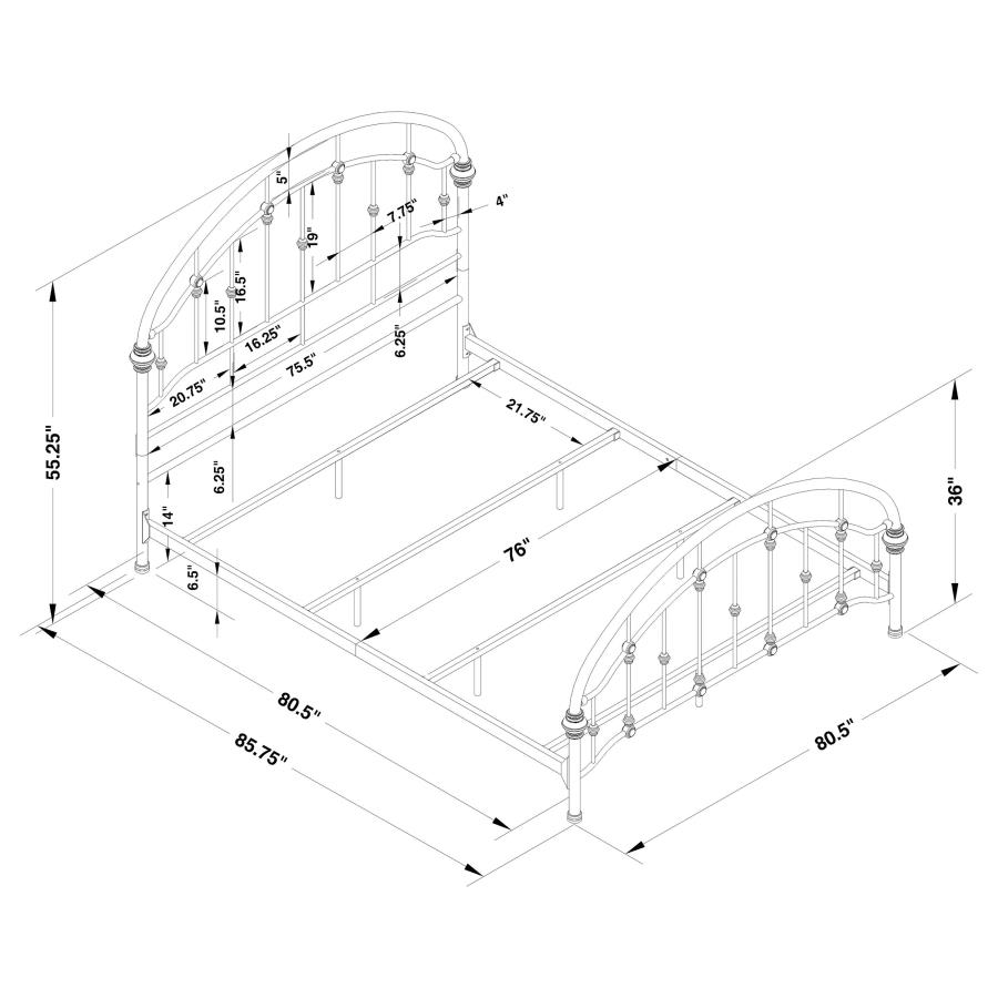 Modal Additional Images for Rowan Metal Eastern King Open Frame Bed Dark Bronze