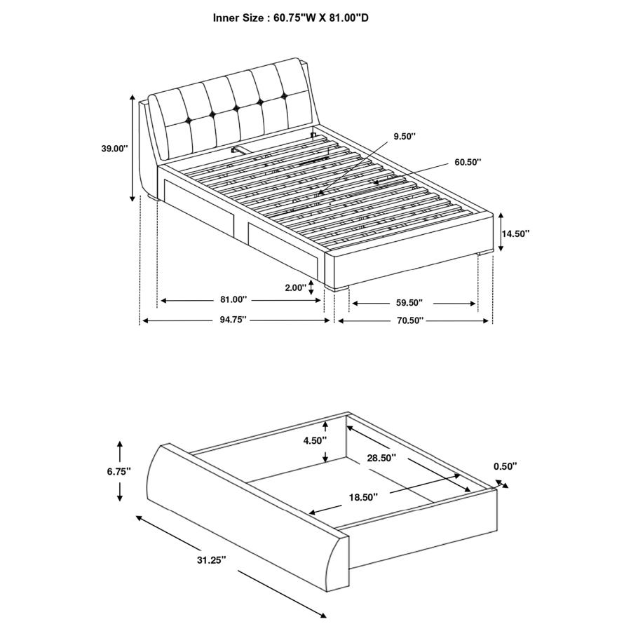 Modal Additional Images for Fenbrook Upholstered Queen Storage Panel Bed Grey