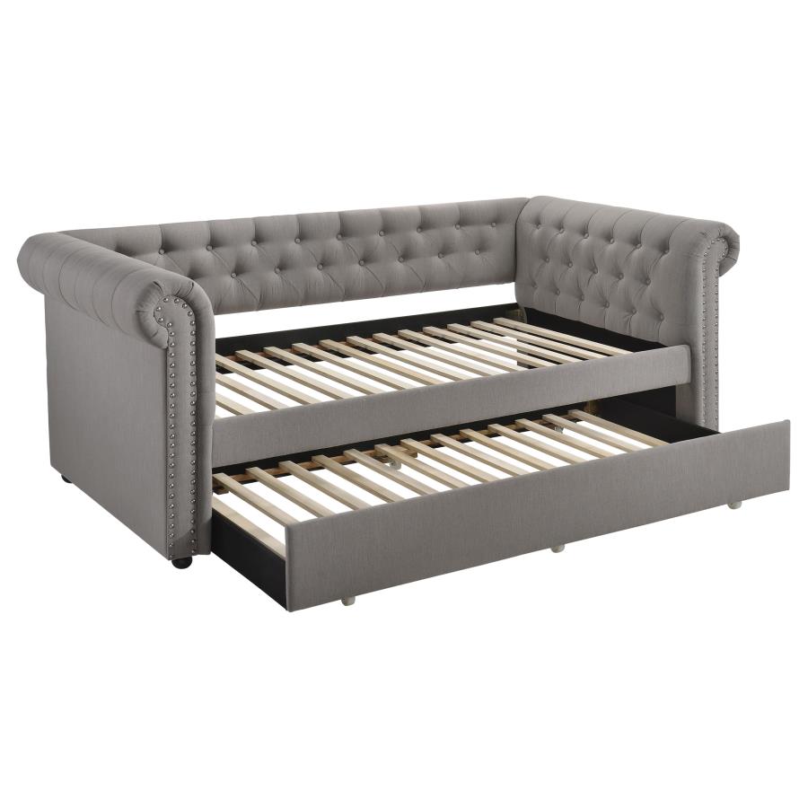 (image for) Kepner Upholstered Twin Daybed with Trundle Grey