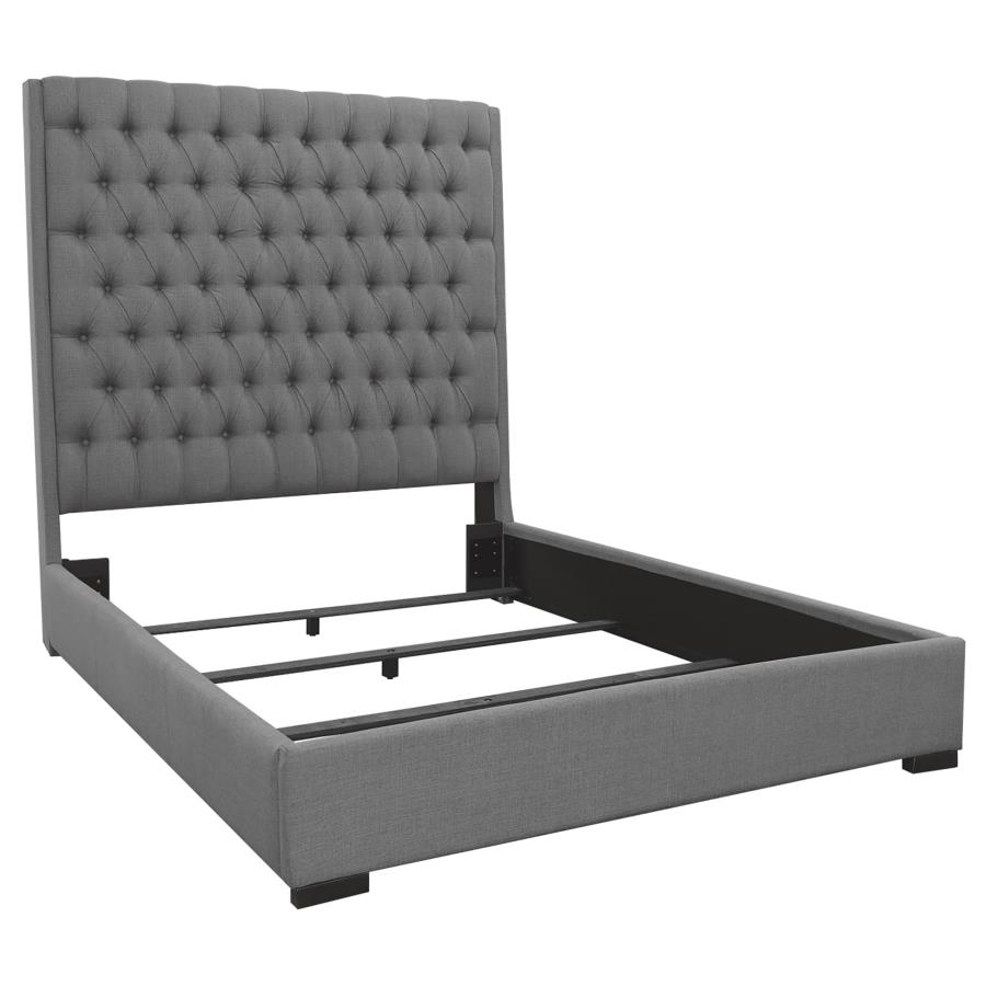 (image for) Camille Upholstered Queen Panel Bed Grey