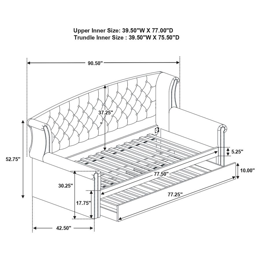 Modal Additional Images for Scarlett Upholstered Twin Daybed with Trundle Grey