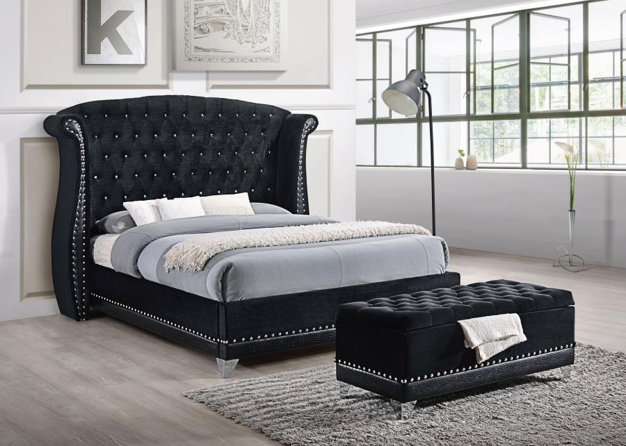 Modal Additional Images for Barzini Upholstered Queen Wingback Bed Black