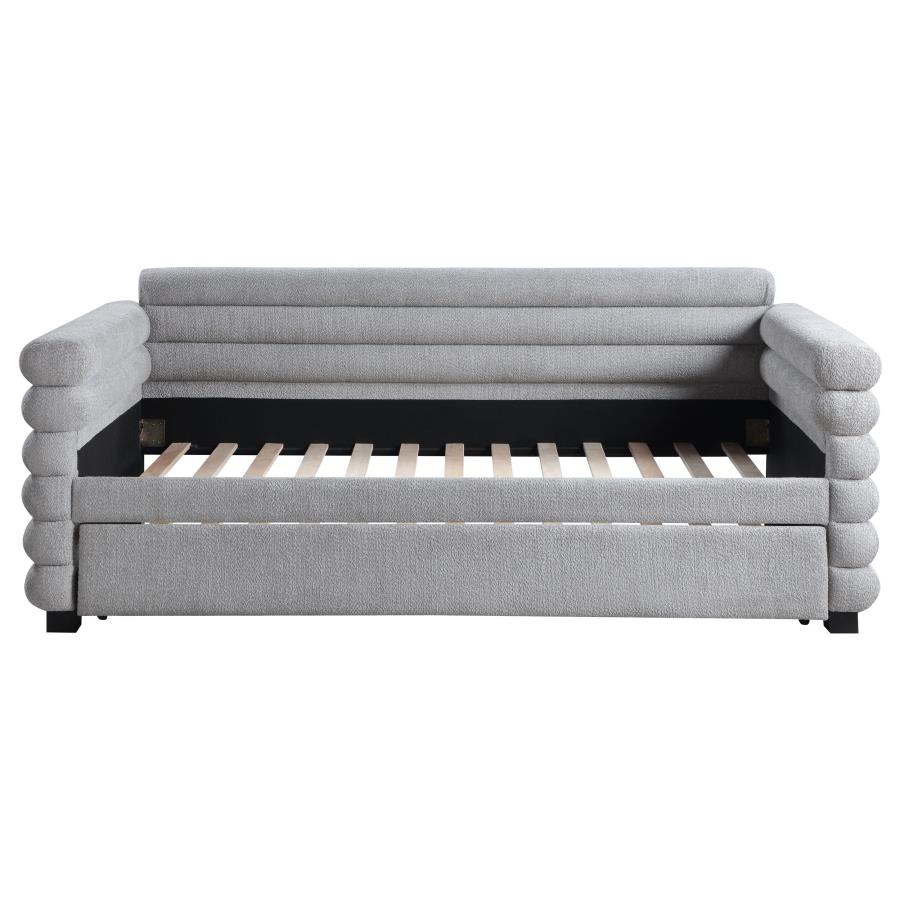 Patricia Boucle Upholstered Twin Day Bed with Trundle Grey 