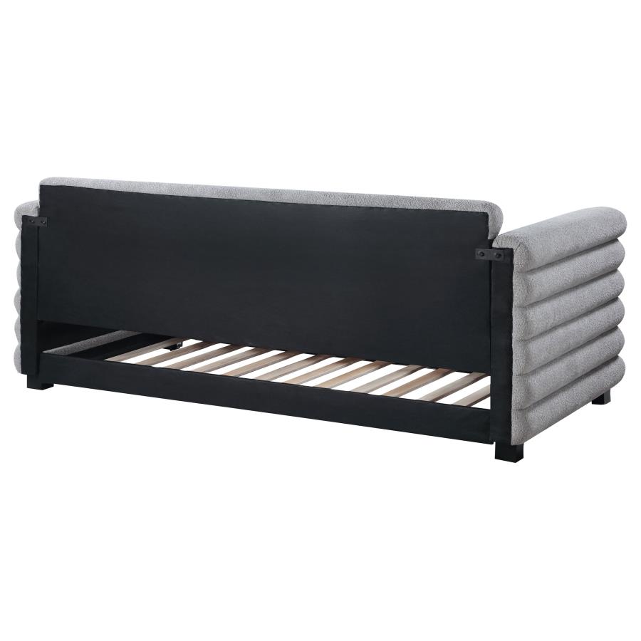 Patricia Boucle Upholstered Twin Day Bed with Trundle Grey 