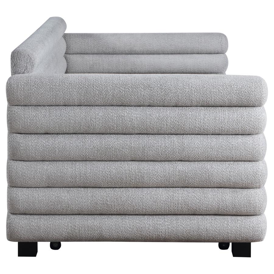 Patricia Boucle Upholstered Twin Day Bed with Trundle Grey 