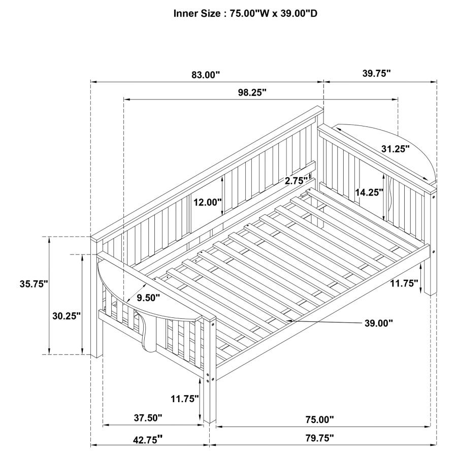 Modal Additional Images for Bethany Wood Twin Daybed with Drop-down Tables Grey