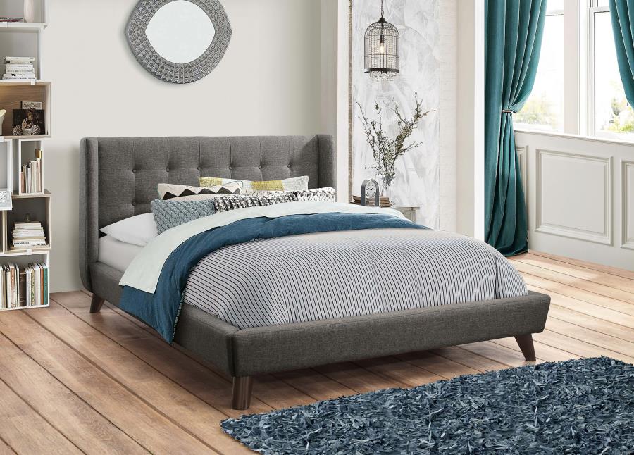Modal Additional Images for Carrington Upholstered Eastern King Wingback Bed Grey