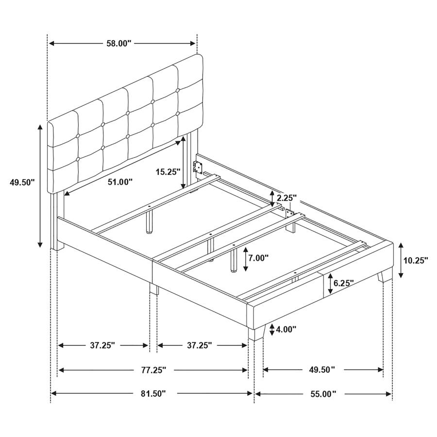 Modal Additional Images for Mapes Upholstered Full Panel Bed Grey