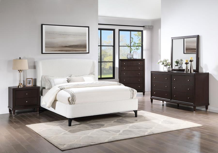 Modal Additional Images for Mosby Upholstered Queen Wingback Bed Snow