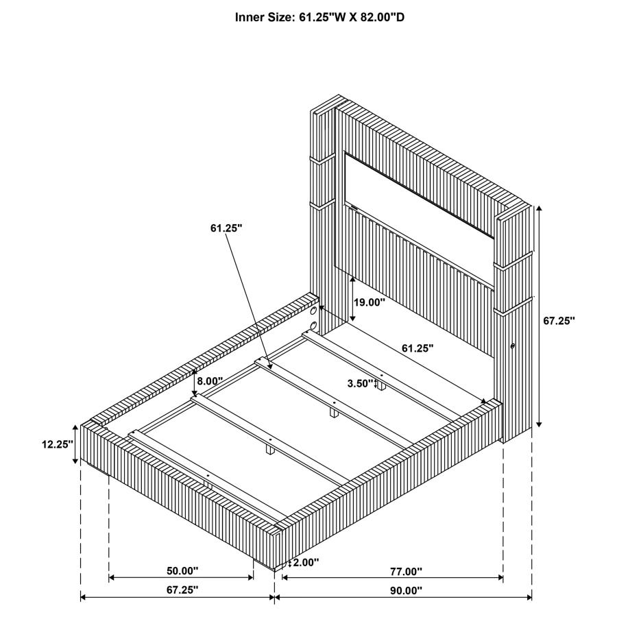 Modal Additional Images for Tisdall 67-inch Upholstered Queen Fireplace Bed Black