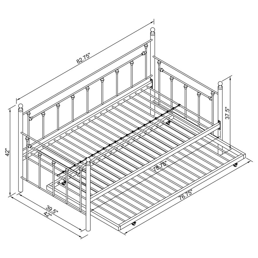 Modal Additional Images for Nocus Metal Twin Daybed with Trundle White