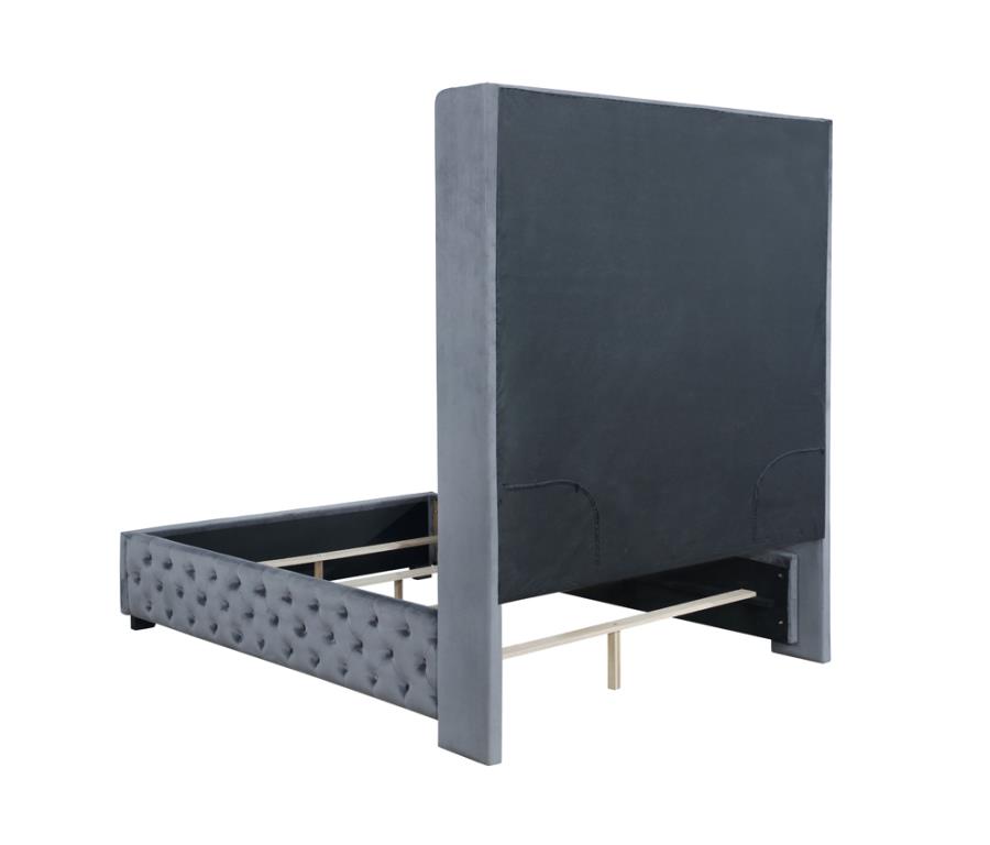 Modal Additional Images for Rocori Upholstered Eastern King Wingback Bed Grey