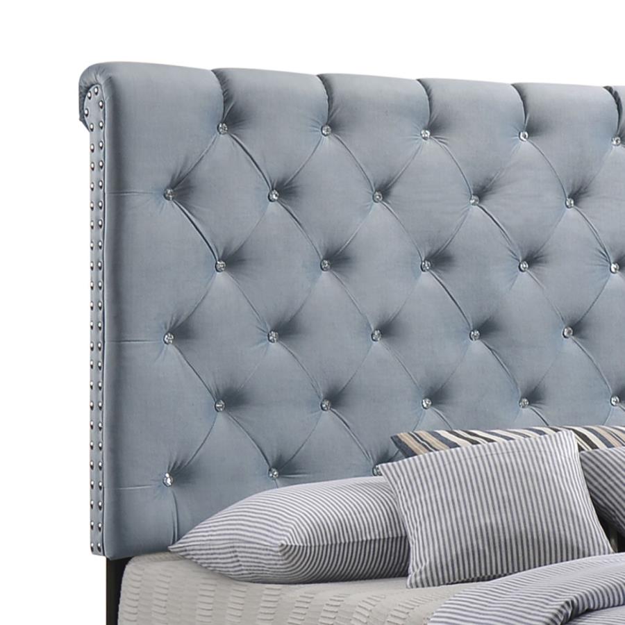 Modal Additional Images for Warner Upholstered Queen Panel Bed Slate Blue