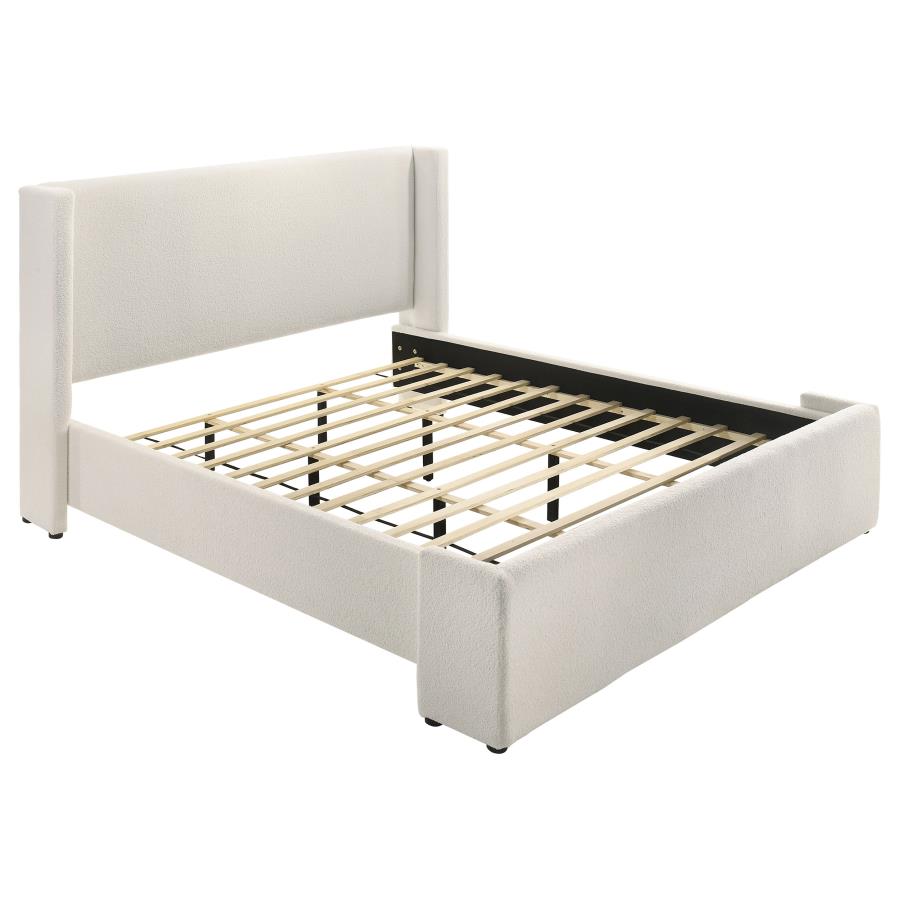 (image for) Alamosa Boucle Upholstered Eastern King Platform Bed White 