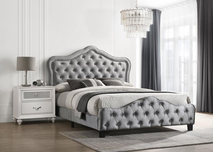 Modal Additional Images for Bella Upholstered Queen Panel Bed Grey