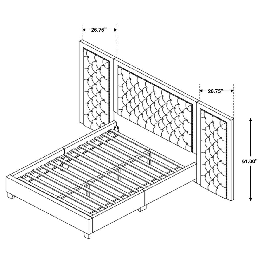 Modal Additional Images for Hailey Upholstered Eastern King Wall Panel Bed Black