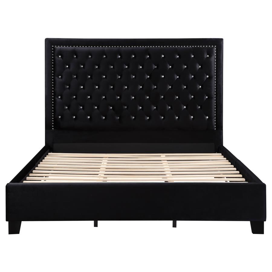 Hailey Upholstered Eastern King Panel Bed Black