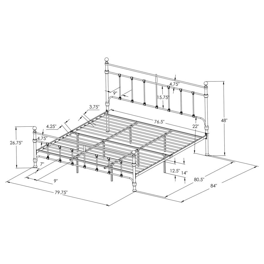 Modal Additional Images for Novak 48-inch Metal Eastern King Open Frame Bed Matte Black