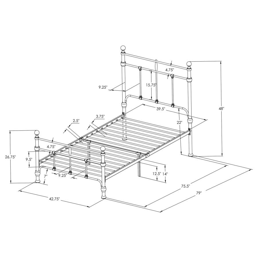 Modal Additional Images for Novak 48-inch Metal Twin Open Frame Bed Matte Black