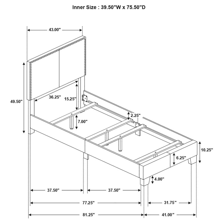 Modal Additional Images for Boyd Upholstered Twin Panel Bed Charcoal